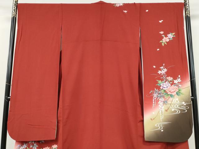平和屋着物●豪華振袖　駒刺繍　鴛鴦草花文　暈し染め　金銀彩　さが美扱い　正絹　逸品　CABG5426ut