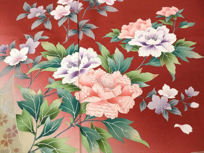 平和屋着物●豪華振袖　駒刺繍　鴛鴦草花文　暈し染め　金銀彩　さが美扱い　正絹　逸品　CABG5426ut