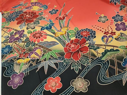 平和屋着物●豪華振袖　紅型　流水風景花文　暈し染め　正絹　逸品　CABG5428ut