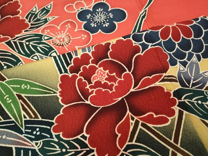 平和屋着物●豪華振袖　紅型　流水風景花文　暈し染め　正絹　逸品　CABG5428ut