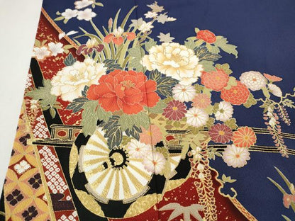 平和屋着物●豪華振袖　花車文　金彩　上代49万　正絹　逸品　CABG5430ut