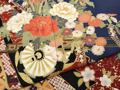 平和屋着物●豪華振袖　花車文　金彩　上代49万　正絹　逸品　CABG5430ut