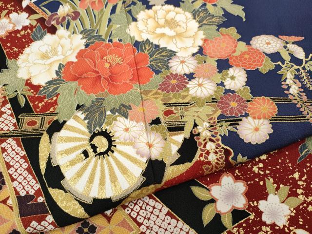 平和屋着物●豪華振袖　花車文　金彩　上代49万　正絹　逸品　CABG5430ut