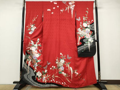 平和屋着物●豪華振袖　絞り　花蝶鞠文　金銀彩　正絹　逸品　CABG5431ut