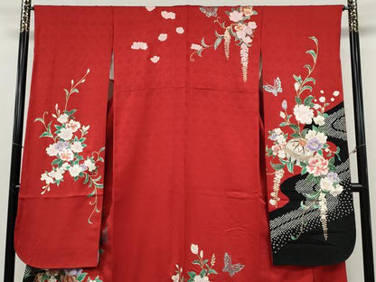 平和屋着物●豪華振袖　絞り　花蝶鞠文　金銀彩　正絹　逸品　CABG5431ut