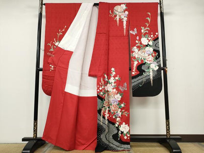 平和屋着物●豪華振袖　絞り　花蝶鞠文　金銀彩　正絹　逸品　CABG5431ut