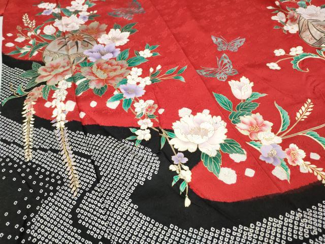 平和屋着物●豪華振袖　絞り　花蝶鞠文　金銀彩　正絹　逸品　CABG5431ut