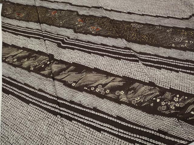 平和屋着物●訪問着　絞り　刺繍　扇面花文　金彩　正絹　逸品　CABG5433ut
