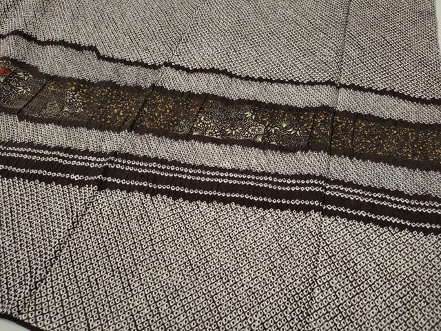 平和屋着物●訪問着　絞り　刺繍　扇面花文　金彩　正絹　逸品　CABG5433ut