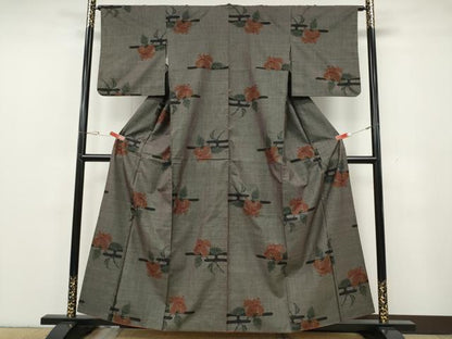 平和屋着物●本場大島紬　7マルキ　エ霞枝花文　正絹　逸品　CABG5436ut