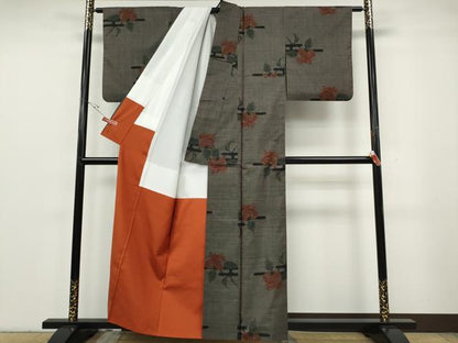平和屋着物●本場大島紬　7マルキ　エ霞枝花文　正絹　逸品　CABG5436ut