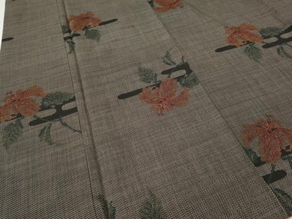 平和屋着物●本場大島紬　7マルキ　エ霞枝花文　正絹　逸品　CABG5436ut