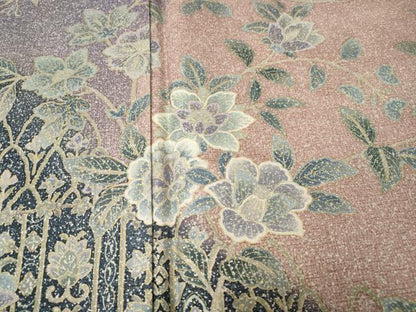 平和屋着物●訪問着　本場染大島紬　詩穂彩　作家物　道長草花文　金彩　正絹　逸品　CABG5437ut