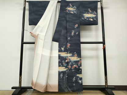 平和屋着物●訪問着　エ霞草花文　金彩　正絹　逸品　CABG5438ut