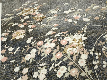 平和屋着物●訪問着　冊子草花文　たたき染め　金彩　正絹　逸品　CABG5442ut