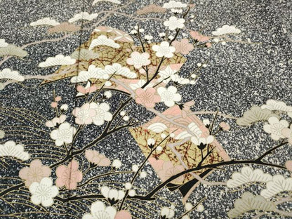 平和屋着物●訪問着　冊子草花文　たたき染め　金彩　正絹　逸品　CABG5442ut
