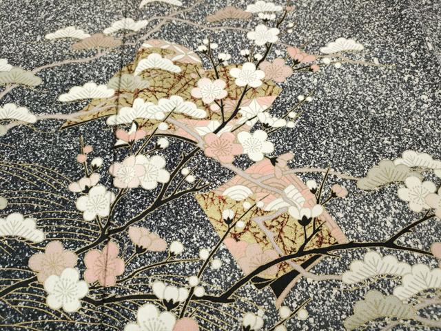 平和屋着物●訪問着　冊子草花文　たたき染め　金彩　正絹　逸品　CABG5442ut