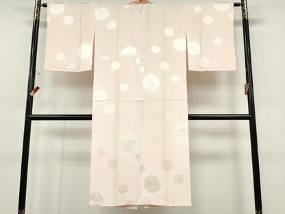 平和屋着物●長襦袢　袷　花丸文　半衿刺繍　正絹　逸品　未使用　CABG5449ut