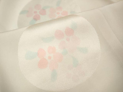 平和屋着物●長襦袢　袷　花丸文　半衿刺繍　正絹　逸品　未使用　CABG5449ut