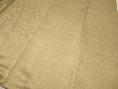 平和屋着物●訪問着　駒刺繍　鹿の子草葉文　金彩　正絹　逸品　CABG5450ut