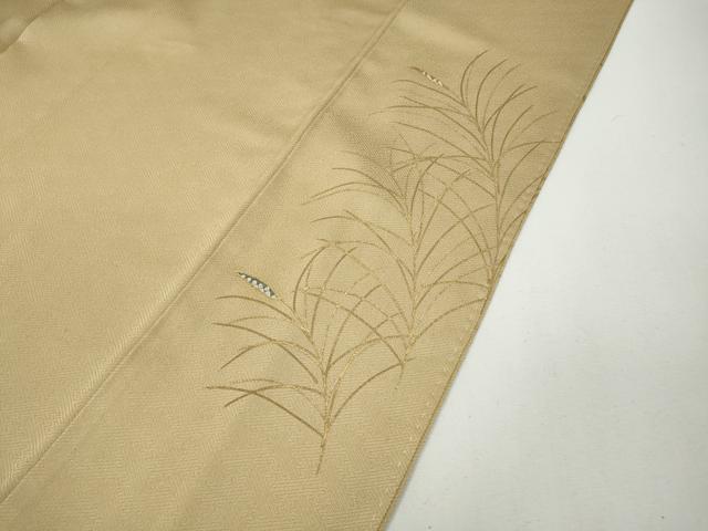 平和屋着物●訪問着　駒刺繍　鹿の子草葉文　金彩　正絹　逸品　CABG5450ut