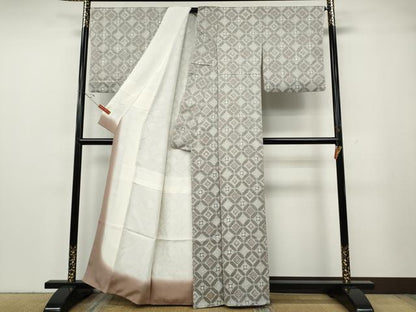平和屋着物●上質な小紋　総絞り　七宝吉祥花文　正絹　逸品　CABG5452ut