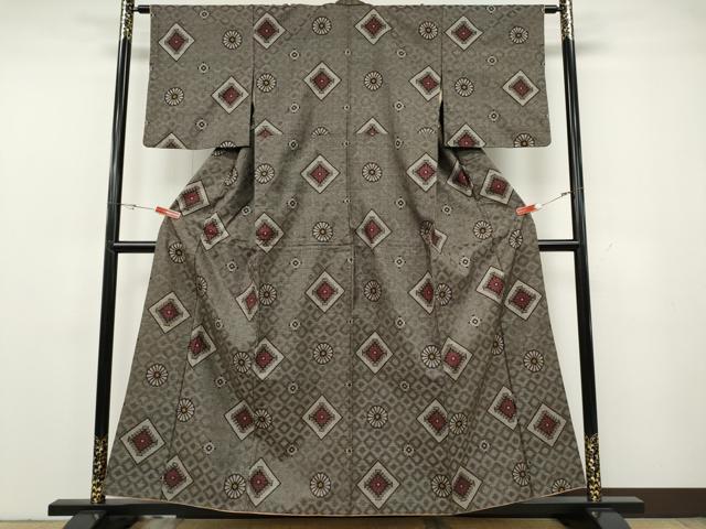 平和屋着物●本場大島紬　龍郷絣　菱花文　正絹　逸品　CABG5457ut