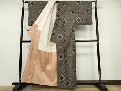 平和屋着物●本場大島紬　龍郷絣　菱花文　正絹　逸品　CABG5457ut