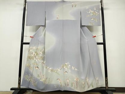平和屋着物●京加賀友禅　百貫達雄　訪問着　鴛鴦草花文　暈し染め　正絹　逸品　CABG5460ut