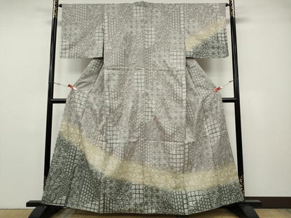 平和屋着物●訪問着　紬地　吉祥花文　正絹　逸品　CABG5461ut