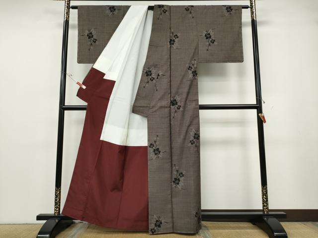 平和屋着物●本場大島紬　9マルキ　枝花文　正絹　逸品　未使用　CABG5464ut