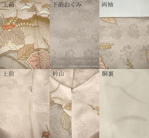 平和屋着物●訪問着　駒刺繍　草花文　金彩　正絹　逸品　CABG5465ut
