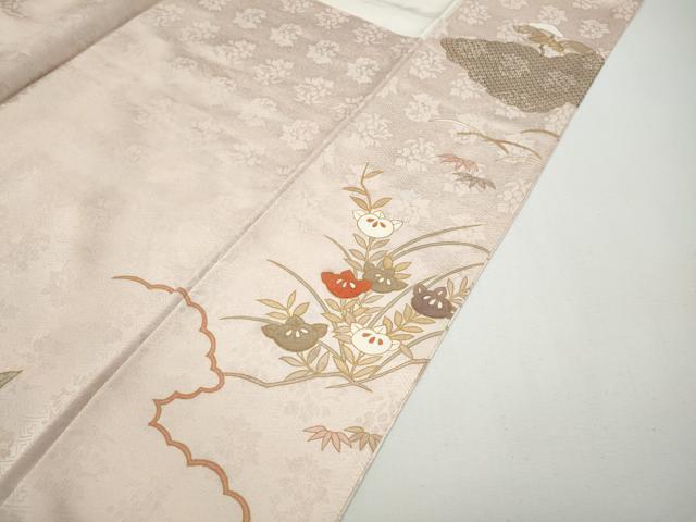 平和屋着物●訪問着　駒刺繍　草花文　金彩　正絹　逸品　CABG5465ut