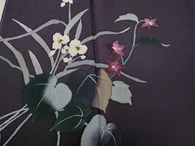 平和屋着物●染色作家　草野一騎　訪問着　手描き　草花文　暈し染め　正絹　逸品　未使用　CABG5466ut
