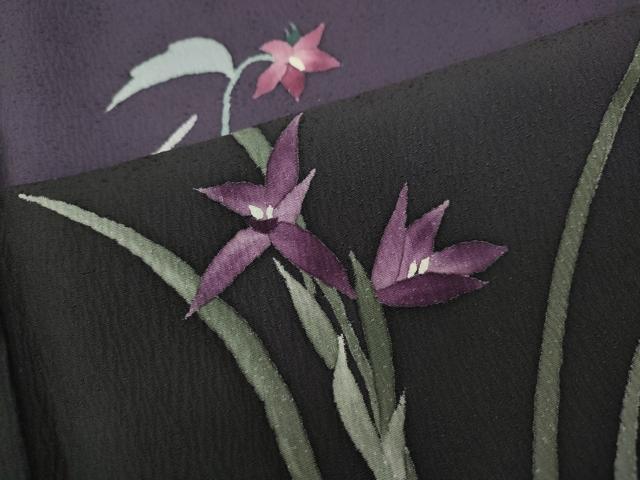 平和屋着物●染色作家　草野一騎　訪問着　手描き　草花文　暈し染め　正絹　逸品　未使用　CABG5466ut