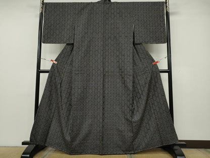 平和屋着物●本場大島紬　龍郷絣　秋名バラ　正絹　逸品　CABG5469ut