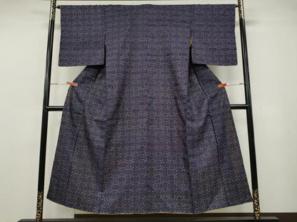 平和屋着物●本場大島紬　龍郷絣　秋名バラ　正絹　逸品　CABG5471ut