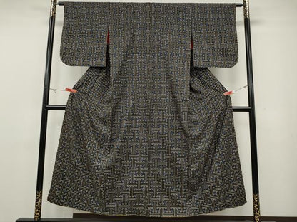 平和屋着物●本場大島紬　龍郷絣　秋名バラ　正絹　逸品　CABG5472ut