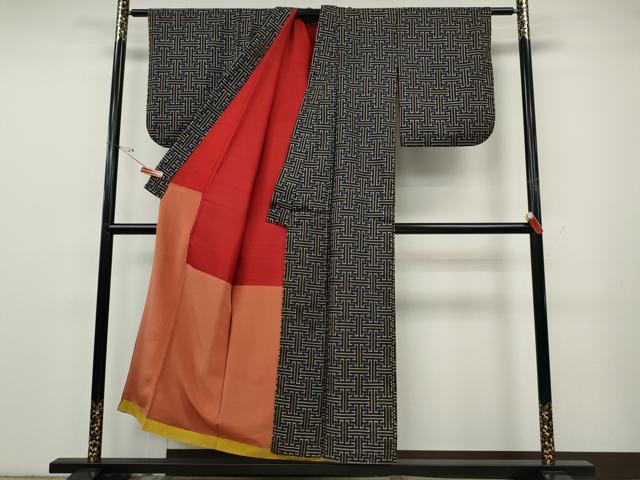 平和屋着物●本場大島紬　龍郷絣　秋名バラ　正絹　逸品　CABG5472ut