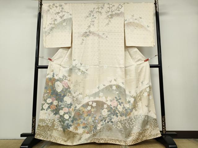 平和屋着物●訪問着　作家物　遠山草花文　金彩　正絹　逸品　CABG5473ut