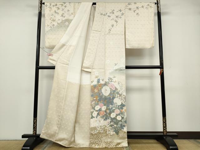 平和屋着物●訪問着　作家物　遠山草花文　金彩　正絹　逸品　CABG5473ut