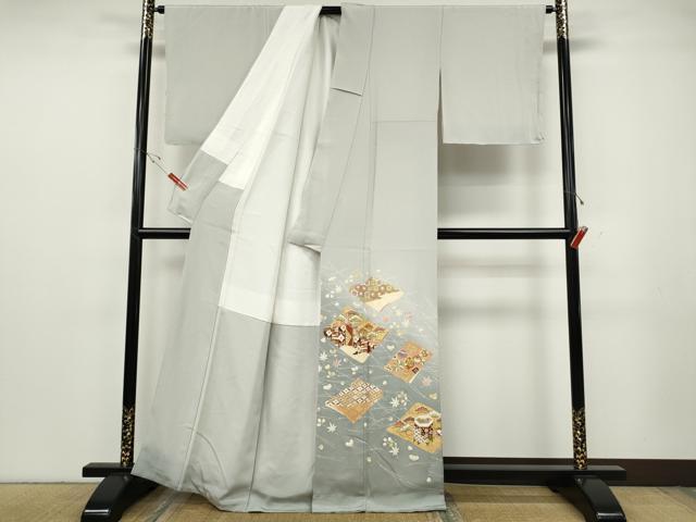平和屋着物●豪華色留袖　駒刺繍　貝桶宝尽くし草花文　暈し染め　金彩　正絹　逸品　CABG5474ut