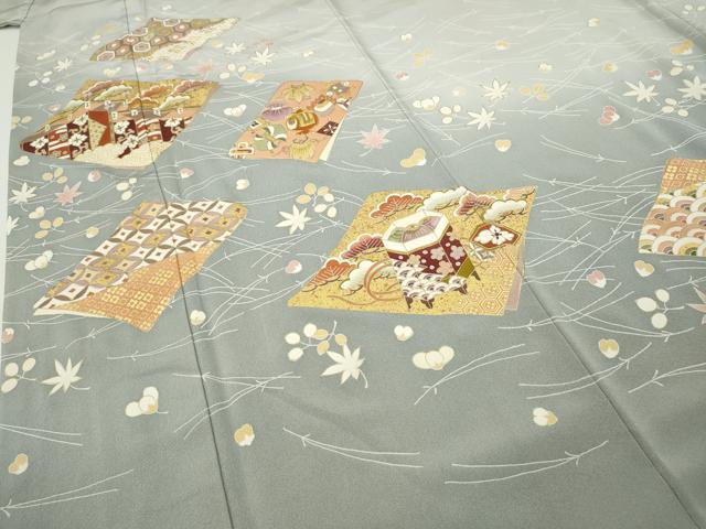 平和屋着物●豪華色留袖　駒刺繍　貝桶宝尽くし草花文　暈し染め　金彩　正絹　逸品　CABG5474ut