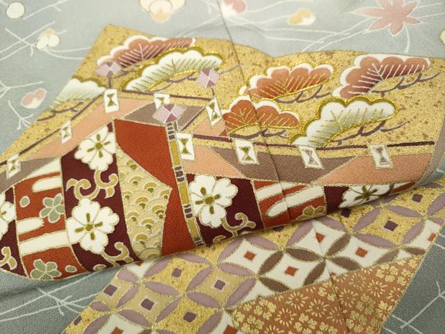 平和屋着物●豪華色留袖　駒刺繍　貝桶宝尽くし草花文　暈し染め　金彩　正絹　逸品　CABG5474ut