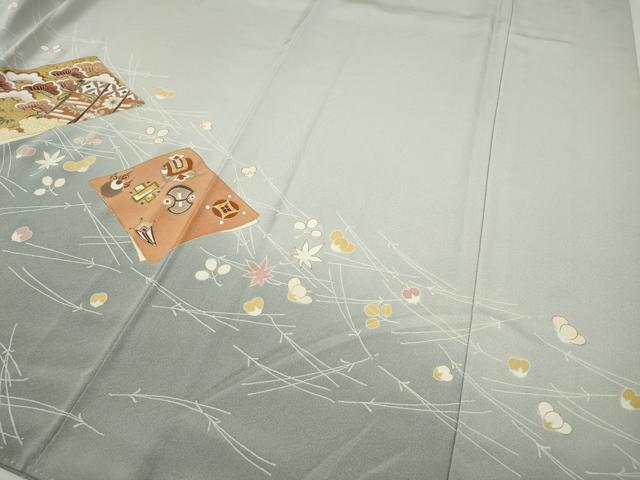 平和屋着物●豪華色留袖　駒刺繍　貝桶宝尽くし草花文　暈し染め　金彩　正絹　逸品　CABG5474ut