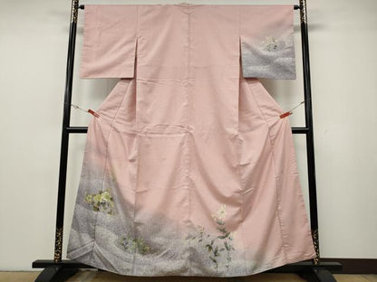 平和屋着物●訪問着　作家物　紬地　草花文　金彩　正絹　逸品　CABG5478ut