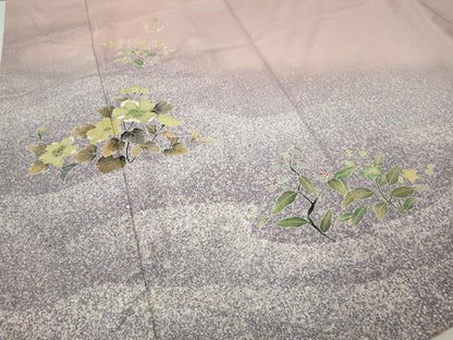 平和屋着物●訪問着　作家物　紬地　草花文　金彩　正絹　逸品　CABG5478ut