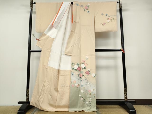 平和屋着物●訪問着　友禅　作家物　枝花文　暈し染め　正絹　逸品　CABG5479ut