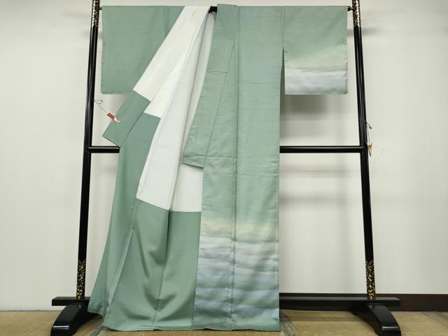 平和屋着物●石川県指定無形文化財　牛首紬　白山工房　手織り　訪問着　霞文　正絹　逸品　CABG5480ut