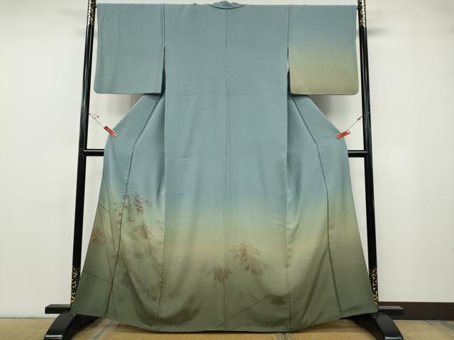 平和屋着物●中国三大刺繍　スワトウ相良刺繍　訪問着　流水草花文　暈し染め　正絹　逸品　CABG5487ut